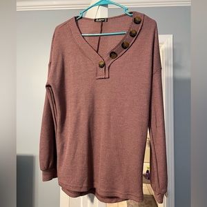 Long sleeve waffle knit top